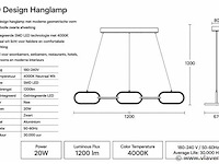 Led design hanglamp 20w – 4000k neutraal wit - zwart – ip20 – empire-20 - afbeelding 4 van  5