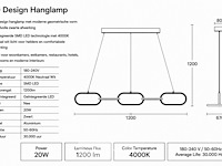 Led design hanglamp 20w – 4000k neutraal wit - zwart – ip20 – empire-20 - afbeelding 5 van  6