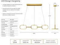 Led design hanglamp 36w – 4000k neutraal wit - rose gold – ip20 – empire-36 - afbeelding 1 van  5
