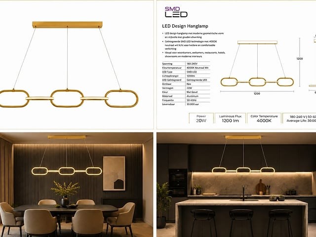 Led design hanglamp 36w – 4000k neutraal wit - rose gold – ip20 – empire-36 - afbeelding 2 van  5
