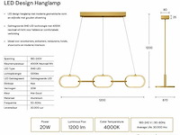 Led design hanglamp 36w – 4000k neutraal wit - rose gold – ip20 – empire-36 - afbeelding 4 van  5