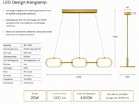 Led design hanglamp 36w – 4000k neutraal wit - rose gold – ip20 – empire-36 - afbeelding 5 van  6