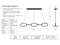 Led design hanglamp 36w – 4000k neutraal wit - zwart – ip20 – empire-36 - afbeelding 5 van  5