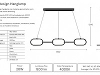 Led design hanglamp 36w – 4000k neutraal wit - zwart – ip20 – empire-36 - afbeelding 1 van  5