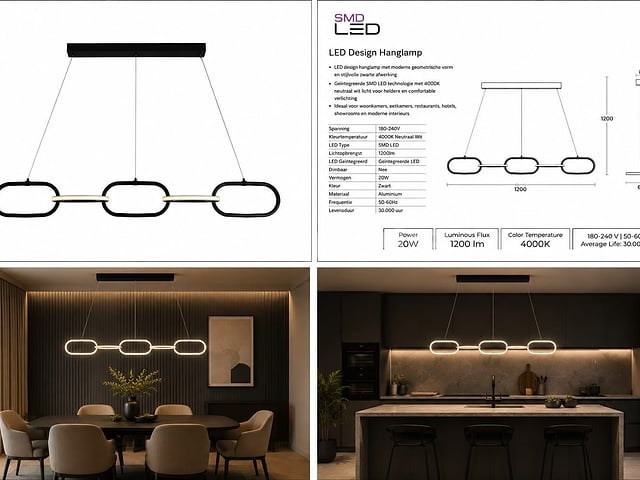 Led design hanglamp 36w – 4000k neutraal wit - zwart – ip20 – empire-36 - afbeelding 5 van  5
