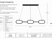 Led design hanglamp 36w – 4000k neutraal wit - zwart – ip20 – empire-36 - afbeelding 5 van  6