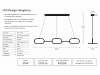 Led design hanglamp 36w – 4000k neutraal wit - zwart – ip20 – empire-36 - afbeelding 4 van  5