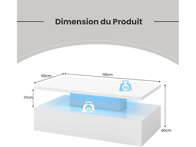 Led gelakte salontafel 20 lampen - afbeelding 3 van  7