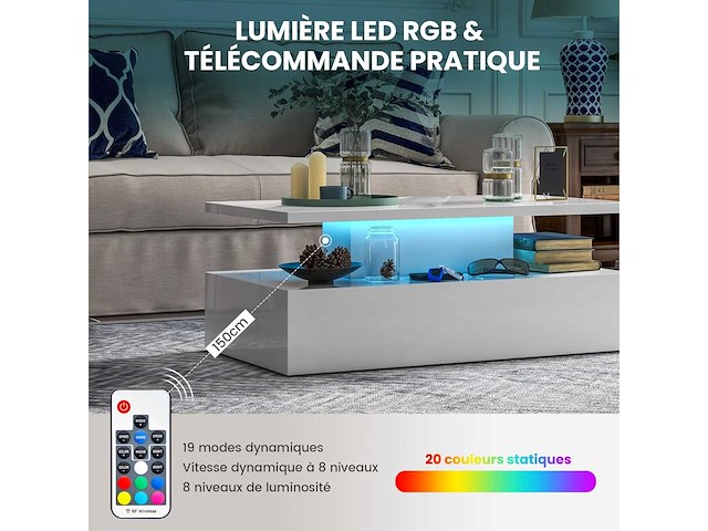Led gelakte salontafel 20 lampen - afbeelding 5 van  7