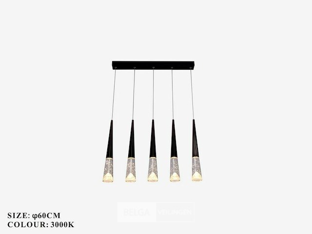 Led hanglamp - b043/5 - 3000k - warm wit - 600 mm - in hoogte verstelbaar - zilver - afbeelding 4 van  5