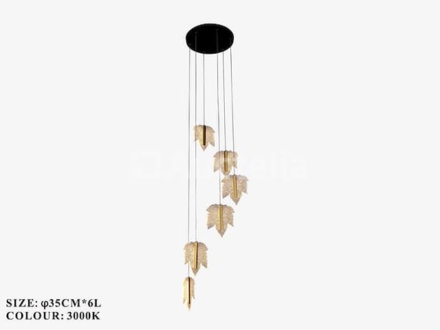 Led hanglamp - b063/6 - 3000k - warm wit - ø350 mm - in hoogte verstelbaar - zilver - afbeelding 2 van  5