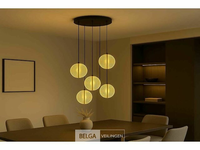 Led hanglamp - b067/5 - 3000k - warm wit - ø350 mm - in hoogte verstelbaar - zilver - afbeelding 1 van  5