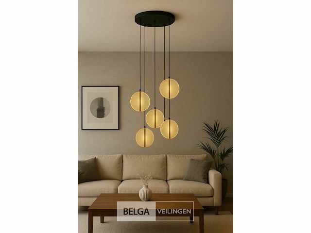 Led hanglamp - b067/5 - 3000k - warm wit - ø350 mm - in hoogte verstelbaar - zilver - afbeelding 3 van  5