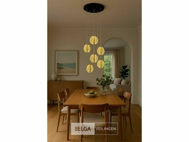 Led hanglamp - b067/5 - 3000k - warm wit - ø350 mm - in hoogte verstelbaar - zilver - afbeelding 4 van  5