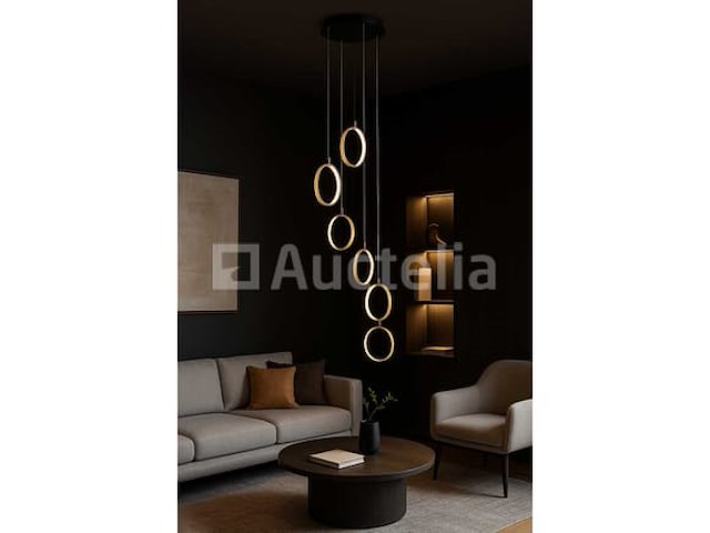 Led hanglamp - b069/6 - 3000k - warm wit - ø350 mm - in hoogte verstelbaar - zilver - afbeelding 1 van  4