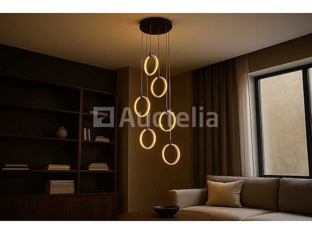 Led hanglamp - b069/6 - 3000k - warm wit - ø350 mm - in hoogte verstelbaar - zilver - afbeelding 3 van  4