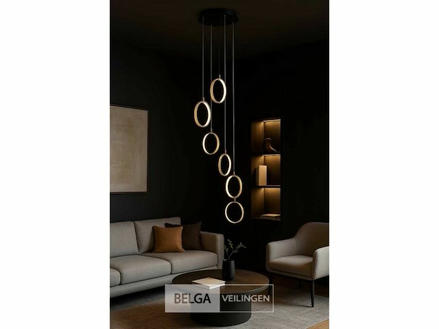 Led hanglamp - b069/6 - 3000k - warm wit - ø350 mm - in hoogte verstelbaar - zilver - afbeelding 3 van  5