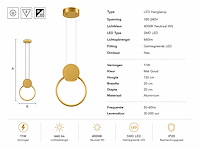 Led hanglamp 11w – 4000k neutraal wit - goud – ip20 – forever - afbeelding 4 van  5