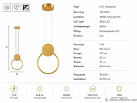 Led hanglamp 11w – 4000k neutraal wit - goud – ip20 – forever - afbeelding 4 van  5