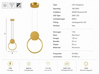 Led hanglamp 11w – 4000k neutraal wit - goud – ip20 – forever - afbeelding 5 van  6