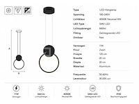 Led hanglamp 11w – 4000k neutraal wit - zwart – ip20 – forever - afbeelding 5 van  5