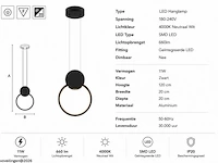 Led hanglamp 11w – 4000k neutraal wit - zwart – ip20 – forever - afbeelding 5 van  6