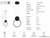 Led hanglamp 11w – 4000k neutraal wit - zwart – ip20 – forever - afbeelding 4 van  5