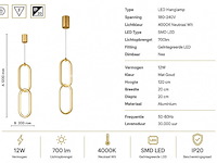 Led hanglamp 12w – 4000k neutraal wit - goud – ip20 – santana - afbeelding 1 van  5