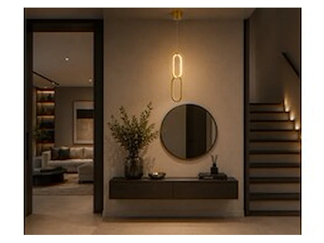 Led hanglamp 12w – 4000k neutraal wit - goud – ip20 – santana - afbeelding 1 van  6