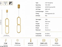 Led hanglamp 12w – 4000k neutraal wit - goud – ip20 – santana - afbeelding 5 van  6