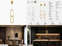 Led hanglamp 12w – 4000k neutraal wit - goud – ip20 – santana - afbeelding 6 van  6