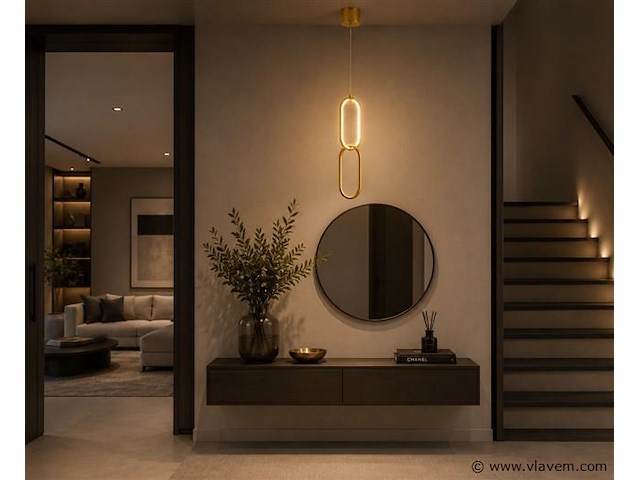 Led hanglamp 12w – 4000k neutraal wit - goud – ip20 – santana - afbeelding 1 van  5