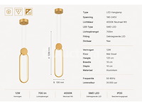 Led hanglamp 12w – 4000k neutraal wit - rose gold – ip20 – always - afbeelding 4 van  5