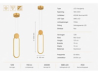 Led hanglamp 12w – 4000k neutraal wit - rose gold – ip20 – always - afbeelding 4 van  5