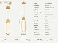 Led hanglamp 12w – 4000k neutraal wit - rose gold – ip20 – always - afbeelding 5 van  6