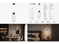 Led hanglamp 12w – 4000k neutraal wit - zwart – ip20 – always - afbeelding 4 van  5