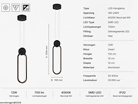 Led hanglamp 12w – 4000k neutraal wit - zwart – ip20 – always - afbeelding 5 van  6
