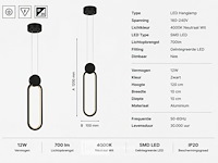 Led hanglamp 12w – 4000k neutraal wit - zwart – ip20 – always - afbeelding 5 van  6