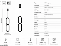 Led hanglamp 12w – 4000k neutraal wit - zwart – ip20 – santana - afbeelding 5 van  6