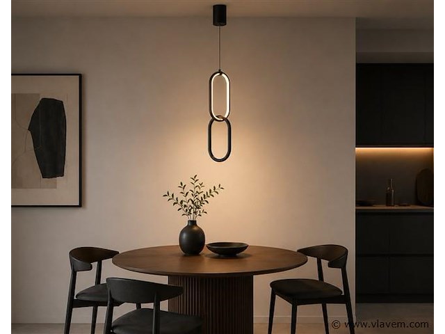 Led hanglamp 12w – 4000k neutraal wit - zwart – ip20 – santana - afbeelding 3 van  5