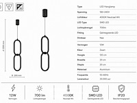 Led hanglamp 12w – 4000k neutraal wit - zwart – ip20 – santana - afbeelding 5 van  6