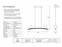 Led hanglamp 28w – 4000k neutraal wit - zwart – ip20 – invicta-28 - afbeelding 2 van  5