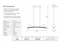 Led hanglamp 28w – 4000k neutraal wit - zwart – ip20 – invicta-28 - afbeelding 4 van  5