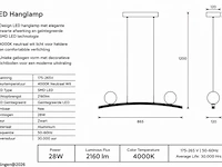 Led hanglamp 28w – 4000k neutraal wit - zwart – ip20 – invicta-28 - afbeelding 5 van  6