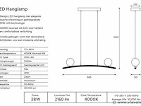 Led hanglamp 28w – 4000k neutraal wit - zwart – ip20 – invicta-28 - afbeelding 4 van  5