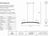 Led hanglamp 28w – 4000k neutraal wit - zwart – ip20 – invicta-28 - afbeelding 5 van  6