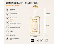 Led hanglamp – 45w – goud – in hoogte verstelbaar – 5835/3