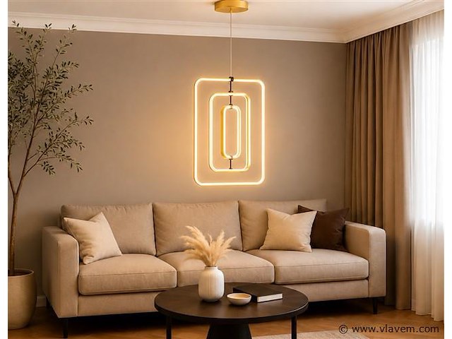 Led hanglamp – 45w – goud – in hoogte verstelbaar – 5835/3 - afbeelding 1 van  4