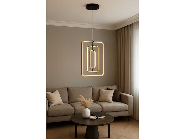 Led hanglamp – 5835/3 – 45w – goud – in hoogte verstelbaar – rechthoekig ontwerp - afbeelding 2 van  3