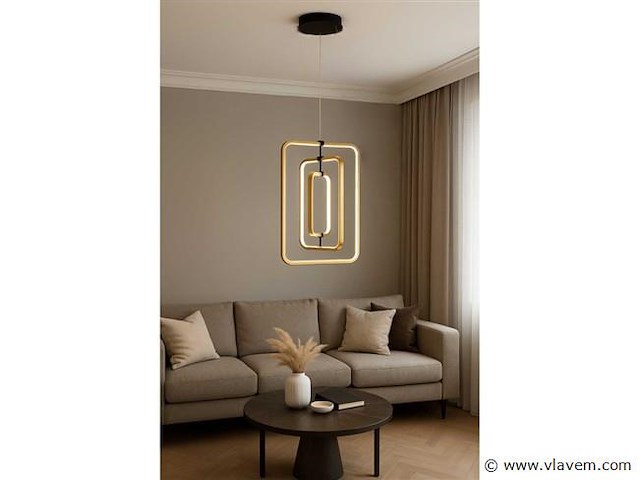 Led hanglamp . 5835/3 . 45w . goud . in hoogte verstelbaar . rechthoekig ontwerp - afbeelding 2 van  3